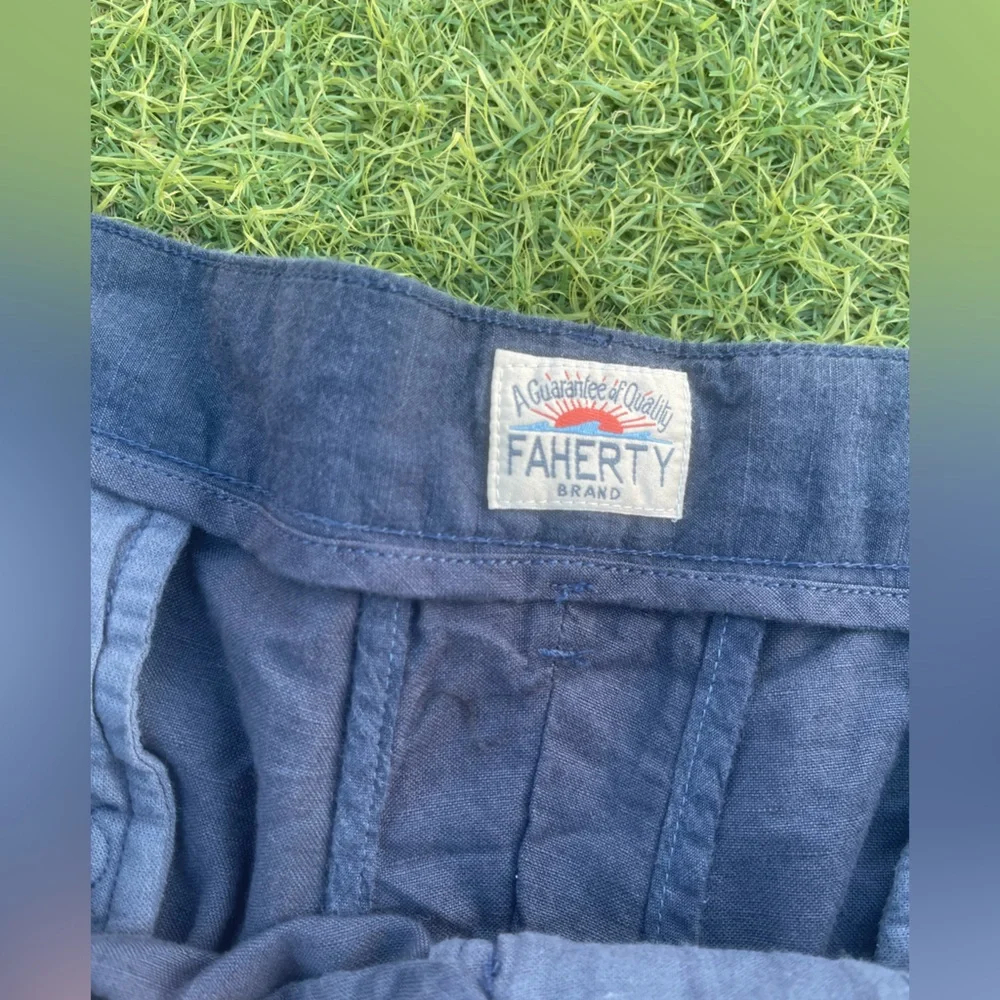 Faherty Malibu Shorts Mens Lightweight Linen Blend Navy Chinos